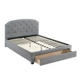 thumbnail image 4 of Bedroom Furniture 3pc Set Twin Size Bed w Drawer FB 2x Nightstands Light Grey Burlap Upholstered Tufted HB, 4 of 6