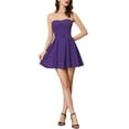 thumbnail image 2 of INSPIRE CHIC Women's Dress Sweetheart Neck Strapless Exposed Zipper Mini Flare Dress XS Purple, 2 of 6