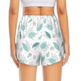 thumbnail image 2 of Lsque Leaf Print Green Printed Women's Running Shorts with Liner Pockets,Elastic Quick Dry Workout Athletic Gym Yoga Shorts,Womens High Waist Shorts-Small, 2 of 9