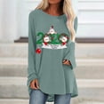 thumbnail image 1 of Hauts de Noël en Solde Femmes Tendance Décontracté Imprimé Col Rond Ample Manches Longues T-Shirt Blouse Pull Gris TTG, 1 of 1