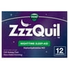 Vicks ZzzQuil Sleep Aid Liquid Caps, 50mg Diphenhydramine HCI, Over-the-Counter Medicine, 12 Ct Sleep Support