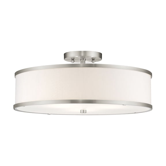 Livex Lighting Park Ridge 18" 3-Light Metal Ceiling Mount in Brushed Nickel