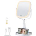 thumbnail image 1 of XXZU Espejo con luz para Maquillaje,Espejo de Doble Cara Recargable de 3000 mAh,Espejos de tocador con Soporte para Celular，Aumento de 1X/10X，Giratorio de 360&deg;，, 1 of 7