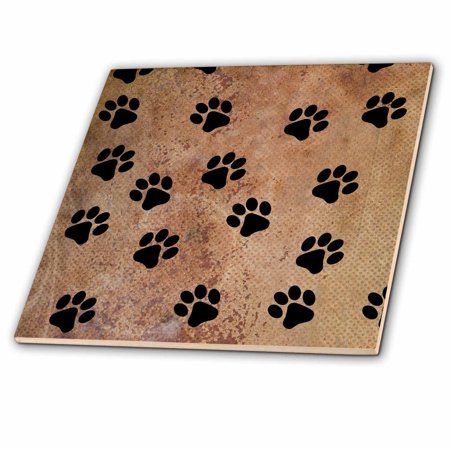 3dRose Paw Prints of Animal Trends - Ceramic Tile, 6-inch