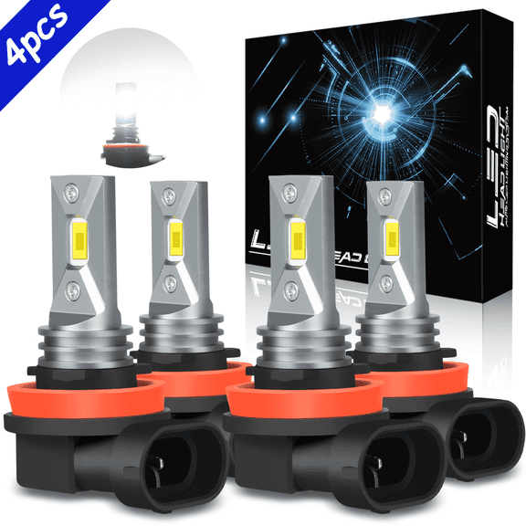 Combo H9 H11 LED Headlight Bulbs Kit for Dodge Grand Caravan 2011-2020 High Low Beam 6000K White Fanless