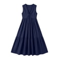thumbnail image 4 of ClodeEU Women's V Neck Sleeveless Midi Dress,Casual Flowy Sundress with Pockets Navy,Women's Plus S, 4 of 6