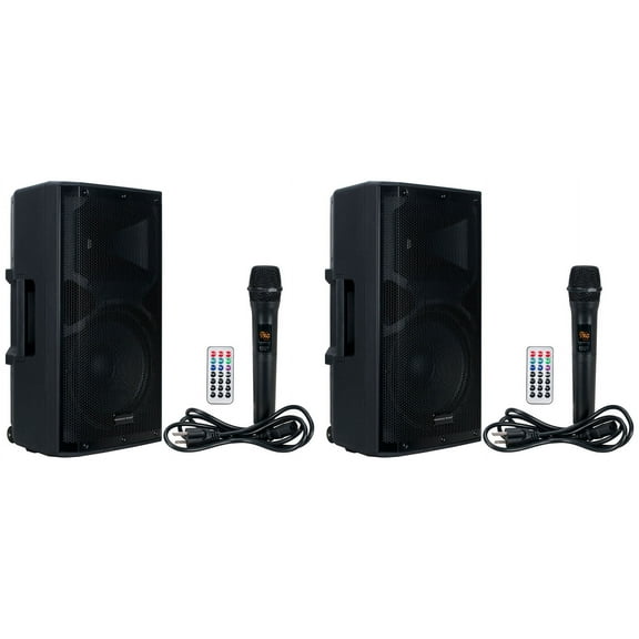(2) American Audio APX12 GO BT 200W Rechargeable DJ PA Speakers W/Bluetooth Mics