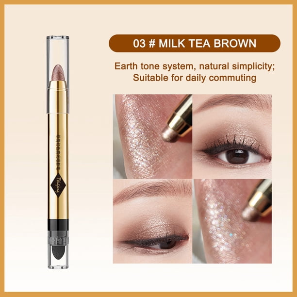 Fiudx Illuminated Sombra, Ojos Iluminador, Gusano de Seda, Sombra Ojos Doble Cabezal, Maquillaje de Ojos Que No Marea, Lápiz Iluminador Reparador