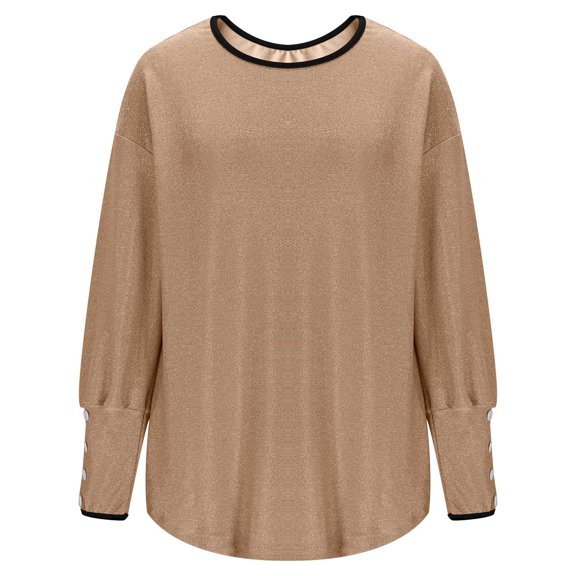 Maplenight Sequin Blouses for Women Dressy Casual Long Sleeve Glitter Tops Elegant Party Evening Shirt