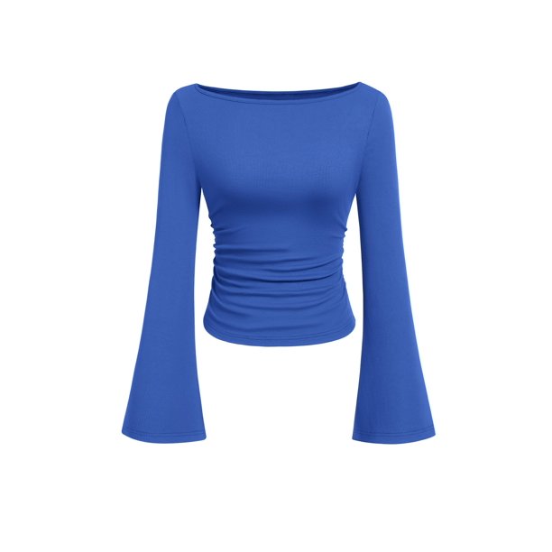 Remera PRETTYGARDEN Otoño 2025 Azul Manga Campana XXL