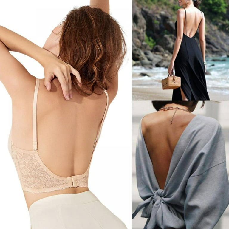 Women's Low Back Bra Lace Glossy U Shape Backless Bra wear with Low Back  Dresses