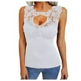 thumbnail image 2 of Babysbule Womens Tank Tops Women Solid Color Lace Stitching Hollow Sleeveless Vest Top T-Shirt, 2 of 6