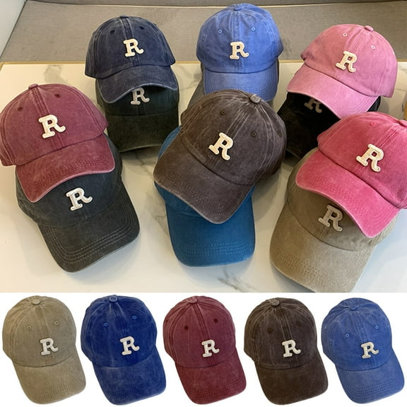 SPRING PARK Unisex Cotton Washed Baseball Cap Baseball Hat Washed Letter Embriodery Decor Baseball Hat Adjustable Hat