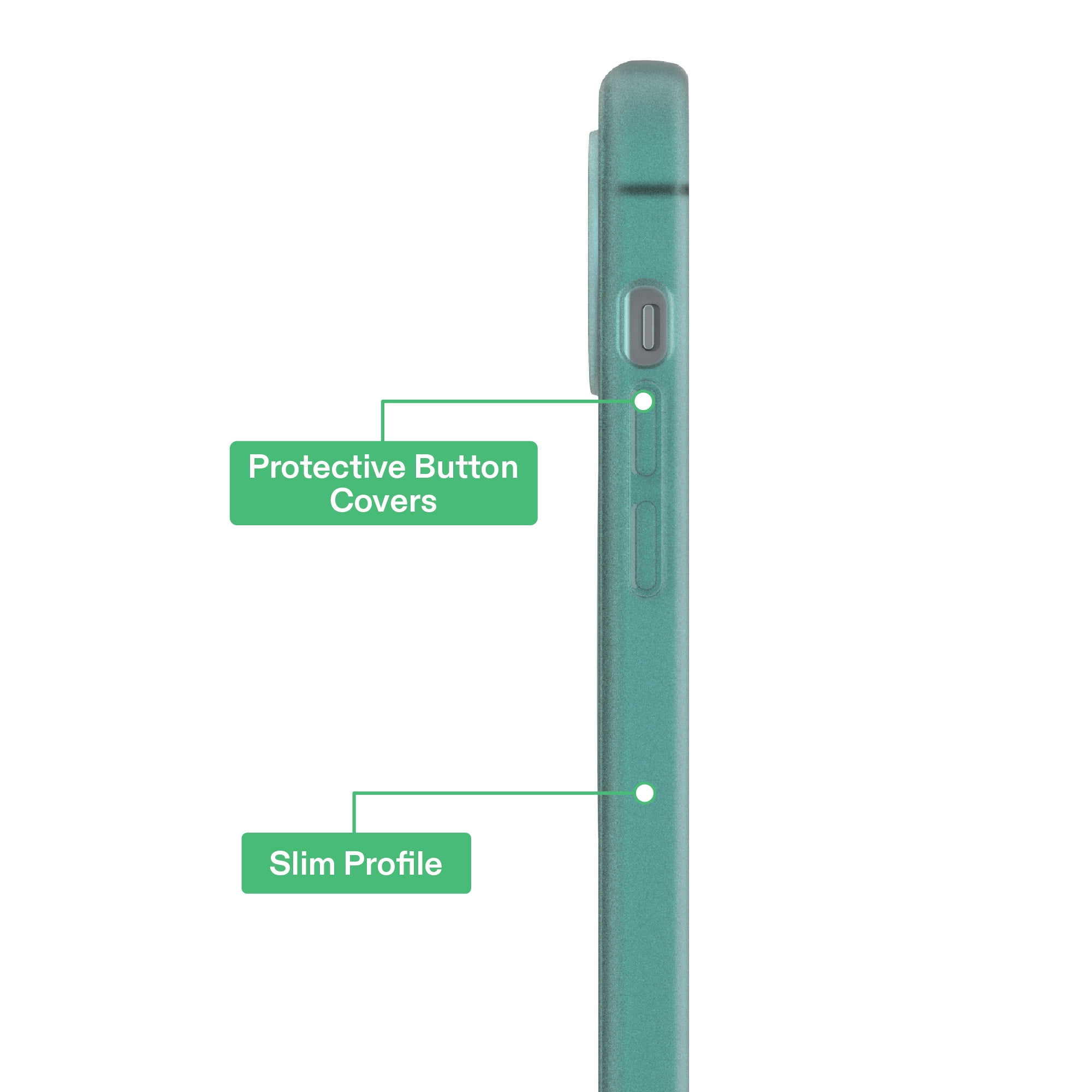 onn MagSafe Compatible Phone Case for iPhone 17e / iPhone 16e / iPhone 15 / iPhone 14 / iPhone 13 - Frosted Teal