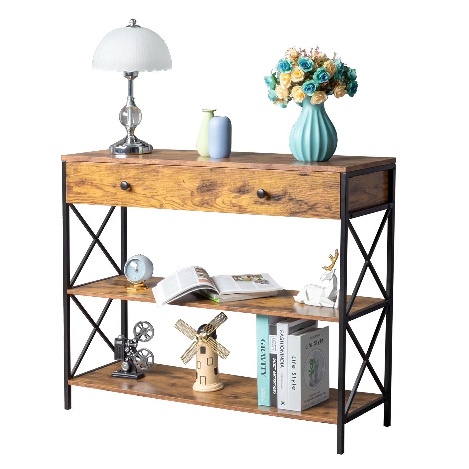 39.4Inch Width Console Table for Entryway, Narrow Sofa Table with