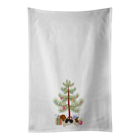 

Basset Hound Christmas Tree White Kitchen Towel Set of 2 19 in x 28 in
