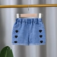 thumbnail image 2 of XFHLMJFF Toddler Baby Girls Denim Jeans Summer Love Heart Primted Denim Shorts Elastic Waistband Cute Jeans 18-24 Months, 2 of 7
