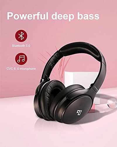 Infurture Noise Cancelling Headphones Bluetooth 5.0,Wireless Over Ear Headphones,Hi-Fi Stereo Deep Bass,Memory-Protein Earmuffs,Quick Charge 40H Playtime for TV Travel,Online Class Home Office 
