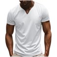 thumbnail image 2 of pstuiky camisetas de hombre, Camisa informal vintage con botones y cuello redondo y manga corta para hombre camisas casuales para hombre m, 2 of 9