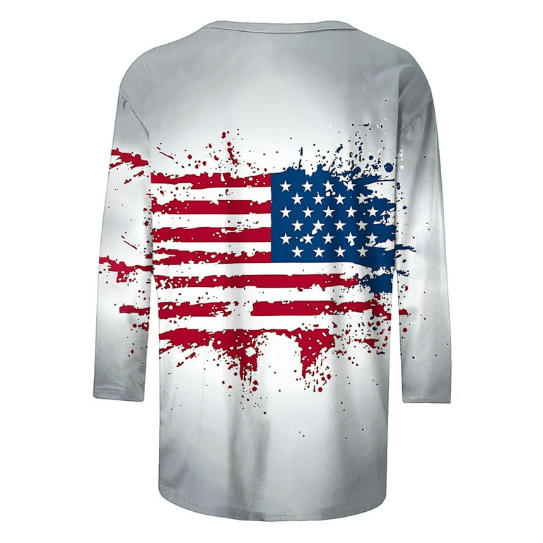 Xdegoge 4Th of July Patriotic Women Shirts 3/4 Sleeve American