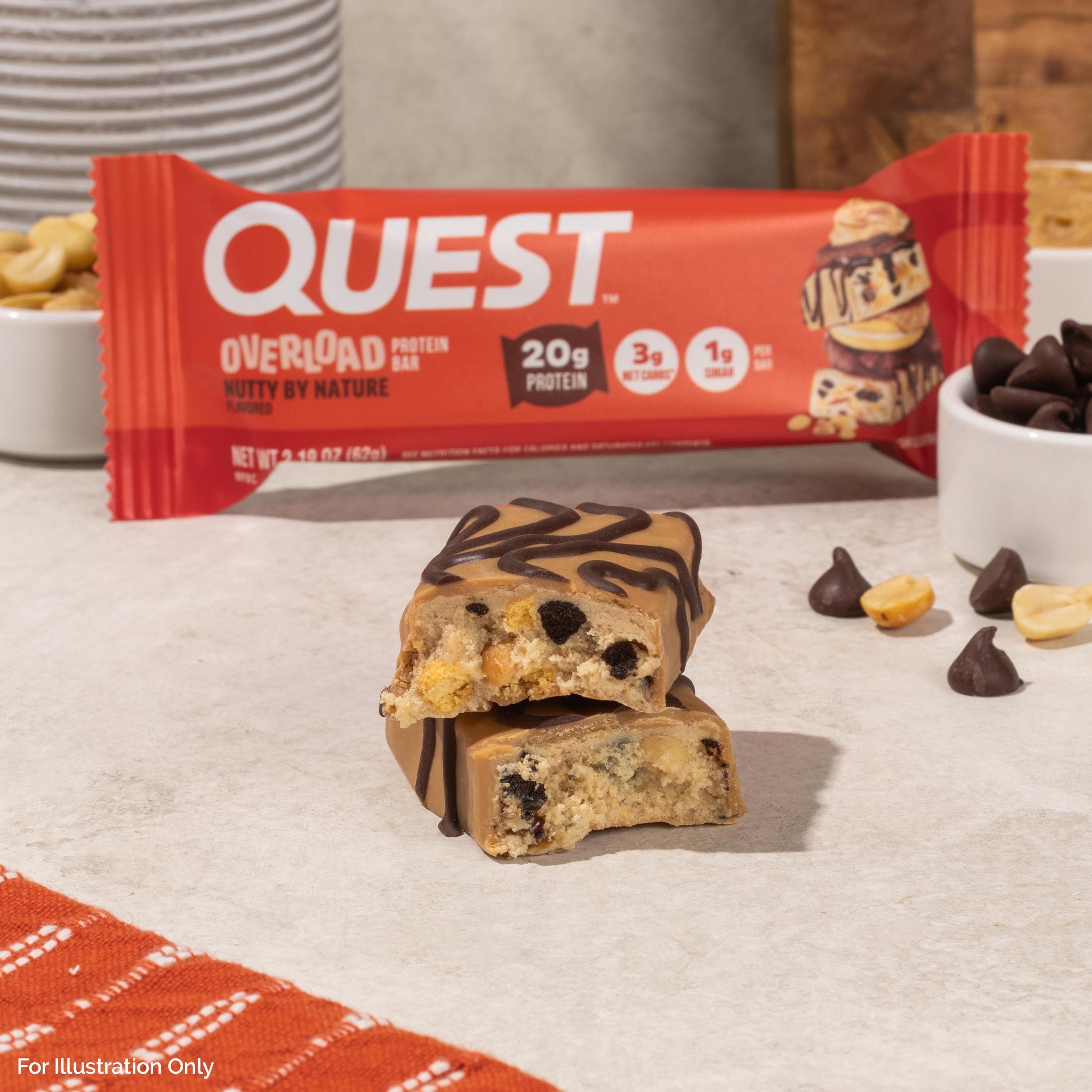 Quest Overload Protein Bars, Nutty by Nature Flavor, 20g of Protein, 12 Count