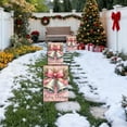 thumbnail image 4 of Meggemo Pink Christmas Garden Flag Double Sided Snowman Moose Pattern Xmas Yard Decor Winter Holiday Accessory for Outdoor Lawn Porch, 4 of 6