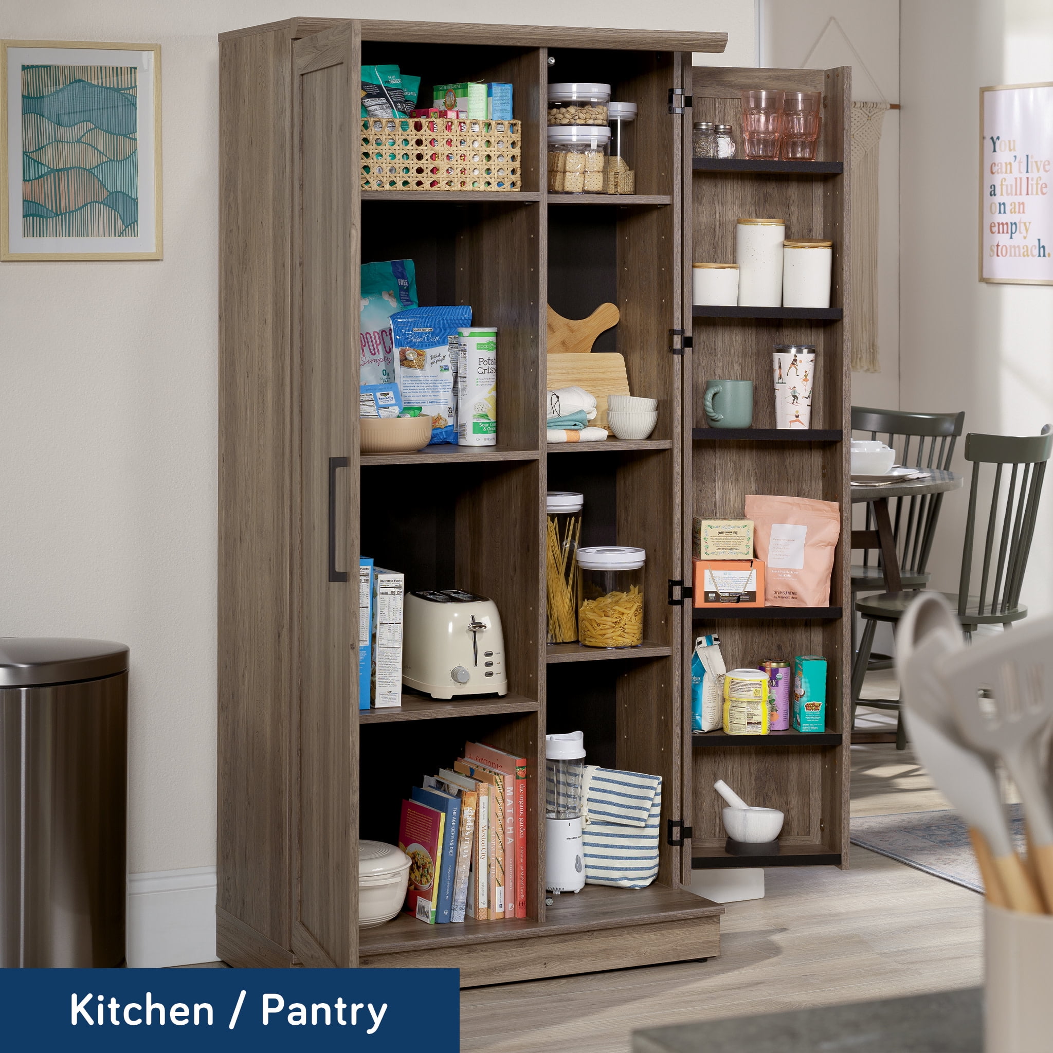 Sauder Homeplus 3-Shelf Storage Cabinet, Salt Oak Finish