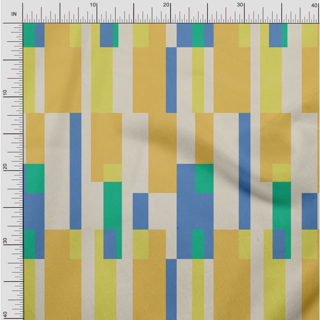 Soimoi Poly Georgette Fabric Geometric Panel Print Fabric by Yard 42 Inch Wide