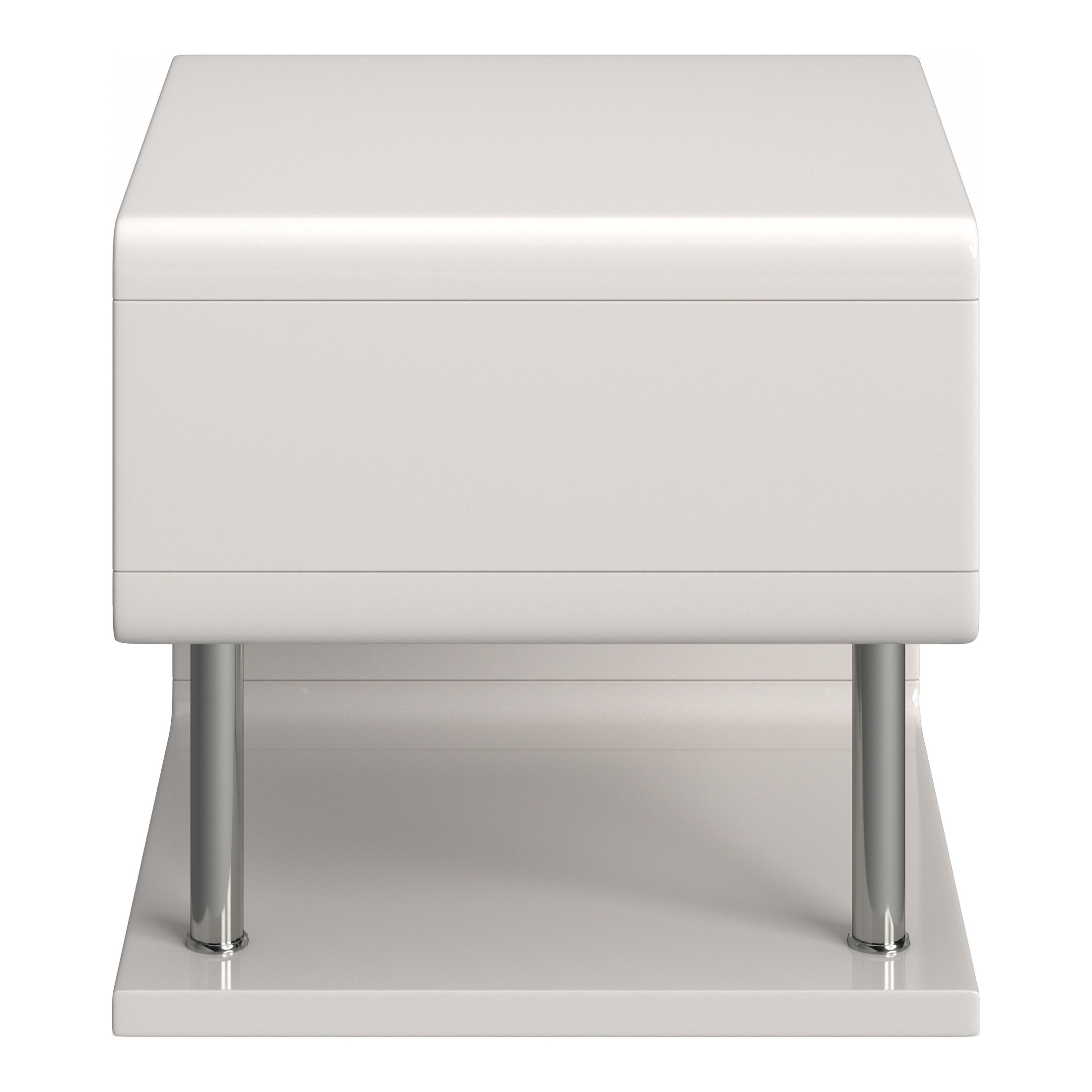 Furniture of America Locke Storage End Table, Glossy White