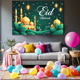 thumbnail image 4 of Festive Eid Mubarak Banner with Mosque Lanterns Stars Background, Eid Party Decorations Backdrop Photography Props for Celebrations Gatherings Events Home Decorations, 4 of 8
