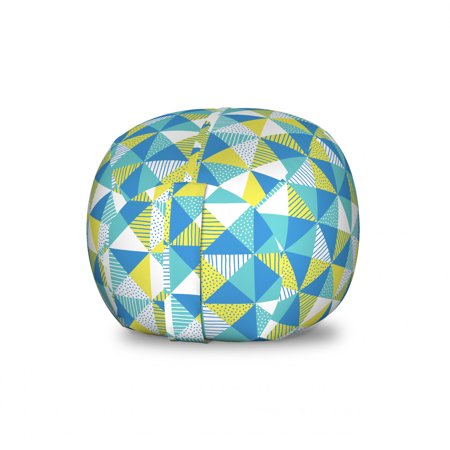 Geometric Storage Toy Bag Chair  Abstract Interpretation of Square Inner Dots and Lines Rectangle Hipster  Stuffed Animal Organizer Washable Bag  Small Size  Yellow Turquoise  by Ambesonne