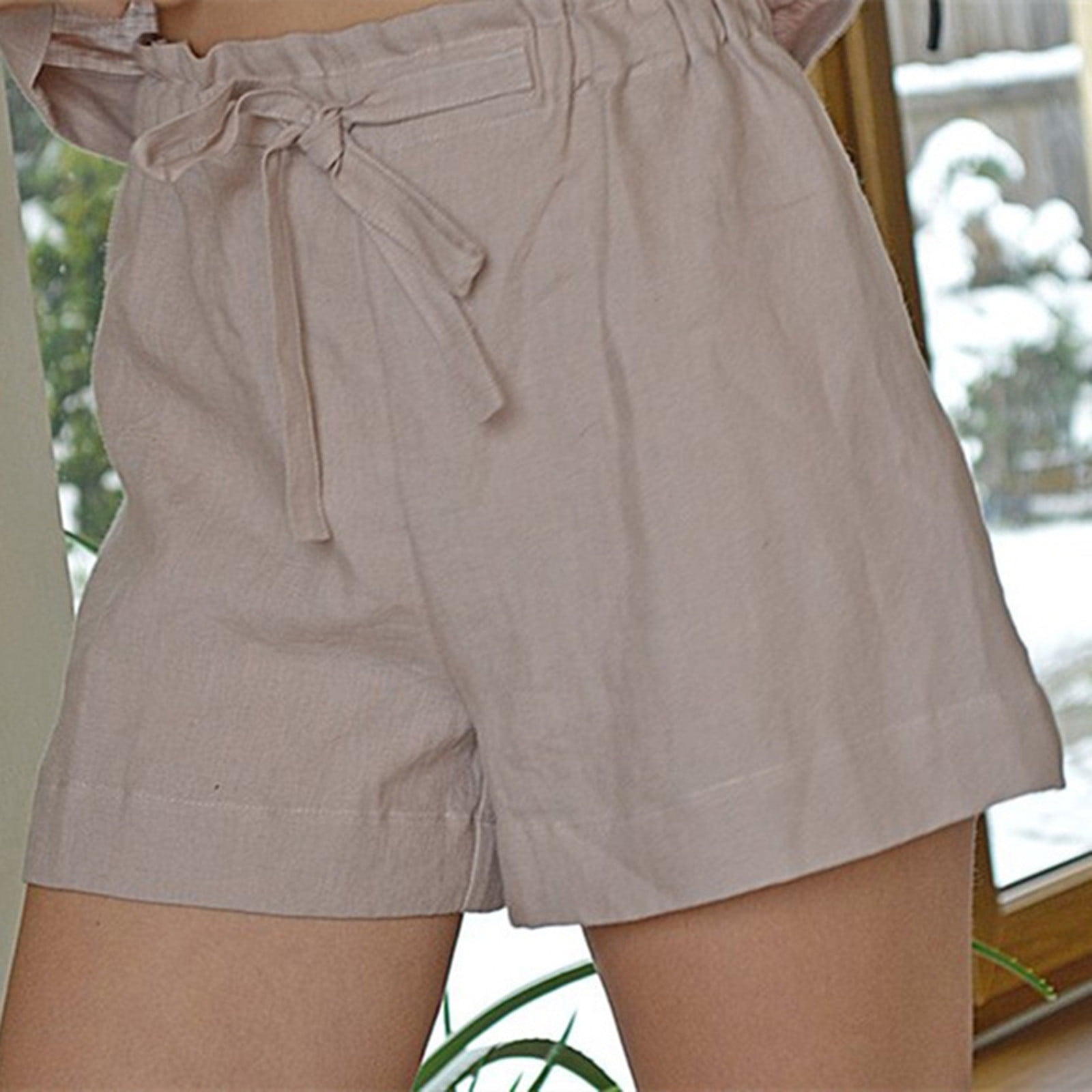 Ozmmyan Plus Size Womens Drawstrings Shorts Casual Loose Wide Leg