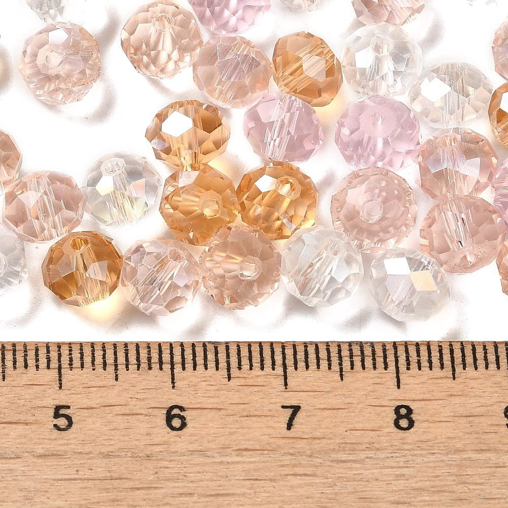 500gs Glass Beads Faceted Rondelle Pearl Pink 8x6mm Hole: 1mm about 1210pcs/500g