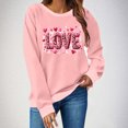 thumbnail image 2 of asdoklhq Valentine Shirts for Women Plus Size Women's Winter Day Fashion Printed Round Neck Long Sleeved Hoodie without Hat Pink 2X, 2 of 8