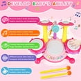thumbnail image 3 of Baby Drum Set, Toy for 1 Year Old, Toddler Drum Set with 2 Drumsticks and Microphone, Kids Musical Toys, Baby Drum Set Toy for 1 2 3 Year Old Boys Girls - Pink, 3 of 8