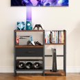 thumbnail image 4 of AV Media Stand with Vinyl Storage, Record Player Holder for 280+ Albums, Audio Video Rack with Fabric Drawer, 4 of 8
