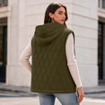 thumbnail image 5 of Cmfcve Womens Plus Size Winter Hooded Quilted Faux Suede Vest Full Zip Sleeveless Jacket Casual Warm Padded Outerwear, 5 of 8