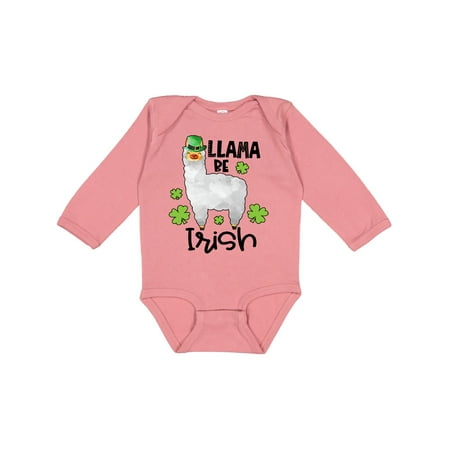

Inktastic St. Patrick s Day Llama Be Irish with Green Shamrocks Gift Baby Boy or Baby Girl Long Sleeve Bodysuit
