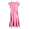 thumbnail image 5 of Jamsmile Toddler Girls Dress Summer Pleated Short Sleeve Loose Casual Flowy Long Dress With Pockets Casual Tunic Beach Sundress, 5 of 6