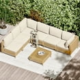 thumbnail image 5 of LHBcraft 7-Piece Wicker Patio Furniture Set, Boho Outdoor Conversation Set Sectional Sofa with Water Resistant Thick Cushions and Coffee Table, 5 of 6