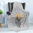 thumbnail image 4 of Tribal Soft Flannel Fleece Throw Blanket, Illustration of a Howling Wolf with Feathers, Cozy Plush for Indoor and Outdoor Use, 50" x 70", Grey Peach Purpleblue, by Ambesonne, 4 of 5