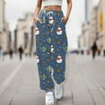 thumbnail image 2 of Fiaer Christmas Womens Sweatpants Funny Snowman Graphic Trendy Xmas Pants Baggy Casual Plus Size Comfort Holiday Trousers with Pocket Navy XL, 2 of 5