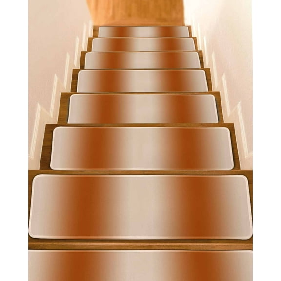 Burnt Orange Ombre Stair Treads for Wooden Steps Indoor Runner Rug Carpet, Modern Abstract Art 15 Pieces Peel and Stick Staircase Step Treads Covers Washable Throw Door Mats, 30"x8"