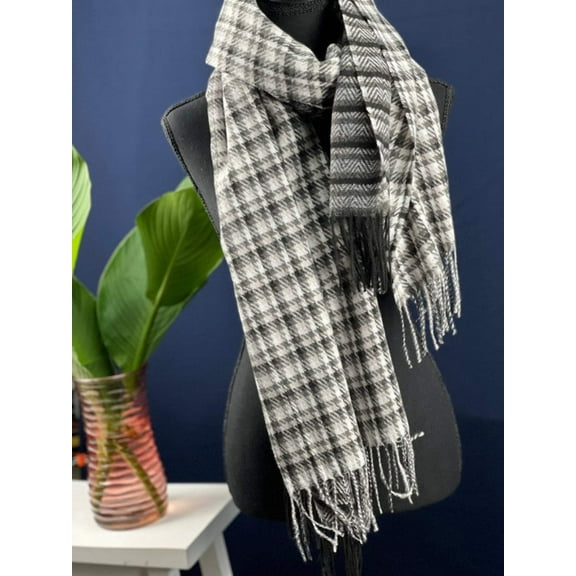 Elegant Gray Polyester Scarf for All Seasons - Timeless Style Accessory|SOL24A258