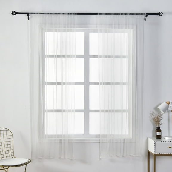 Dtwnek 2 Panels Solid Color Sheer Curtain Rod Pocket Window Curtain for Kitchen, Bedroom, Living Room