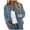 Blue, variant on Fashion Varsity Baseball Jacket for Women, Ribbed Collar Full Zip Long Sleeve, Trendy Casual Streetwear Outerwear, 1 Piece, S-XXL, Plus Size Friendly