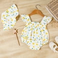 thumbnail image 6 of WhouRiu Girl Romper Floral Print Ruffle Sleeve Bodysuits with Hat Baby Breathable Thin Clothes,2-Piece White,Size 6-9 M, 6 of 6
