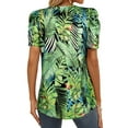 thumbnail image 4 of Nlife Women Puff Sleeve Floral Hawaiian Shirt V Neck Casual Tropical T-Shirt, 4 of 5