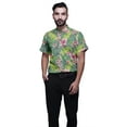 thumbnail image 1 of BESTMAN Chemise en Coton pour Hommes Manches Courtes Col Mandarin Imprimé Chemise Décontractée Grise, 1 of 5