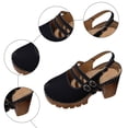 thumbnail image 6 of Rokment Womens Platform Chunky High Heels Mary Jane Mules Sandals Summer Fall Trendy Casual Buckles Leather Closed Toe Block Heeled Slingback Dressy Footwear with Back Straps Black Size 7, 6 of 8
